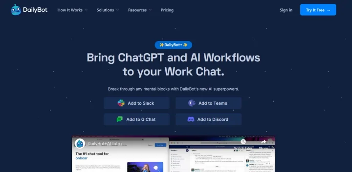 Screenshot of DailyBot website