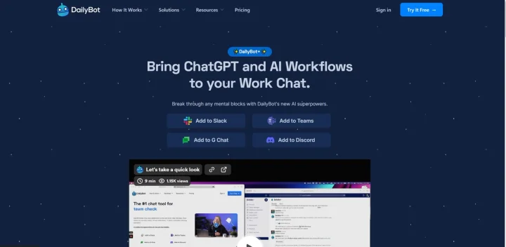 Screenshot of DailyBot AI website