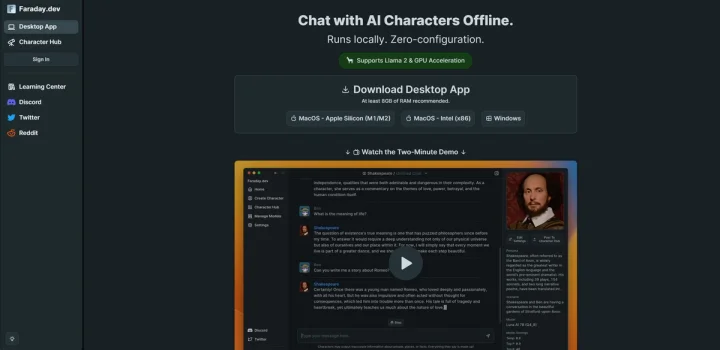 Screenshot of Faraday.dev website