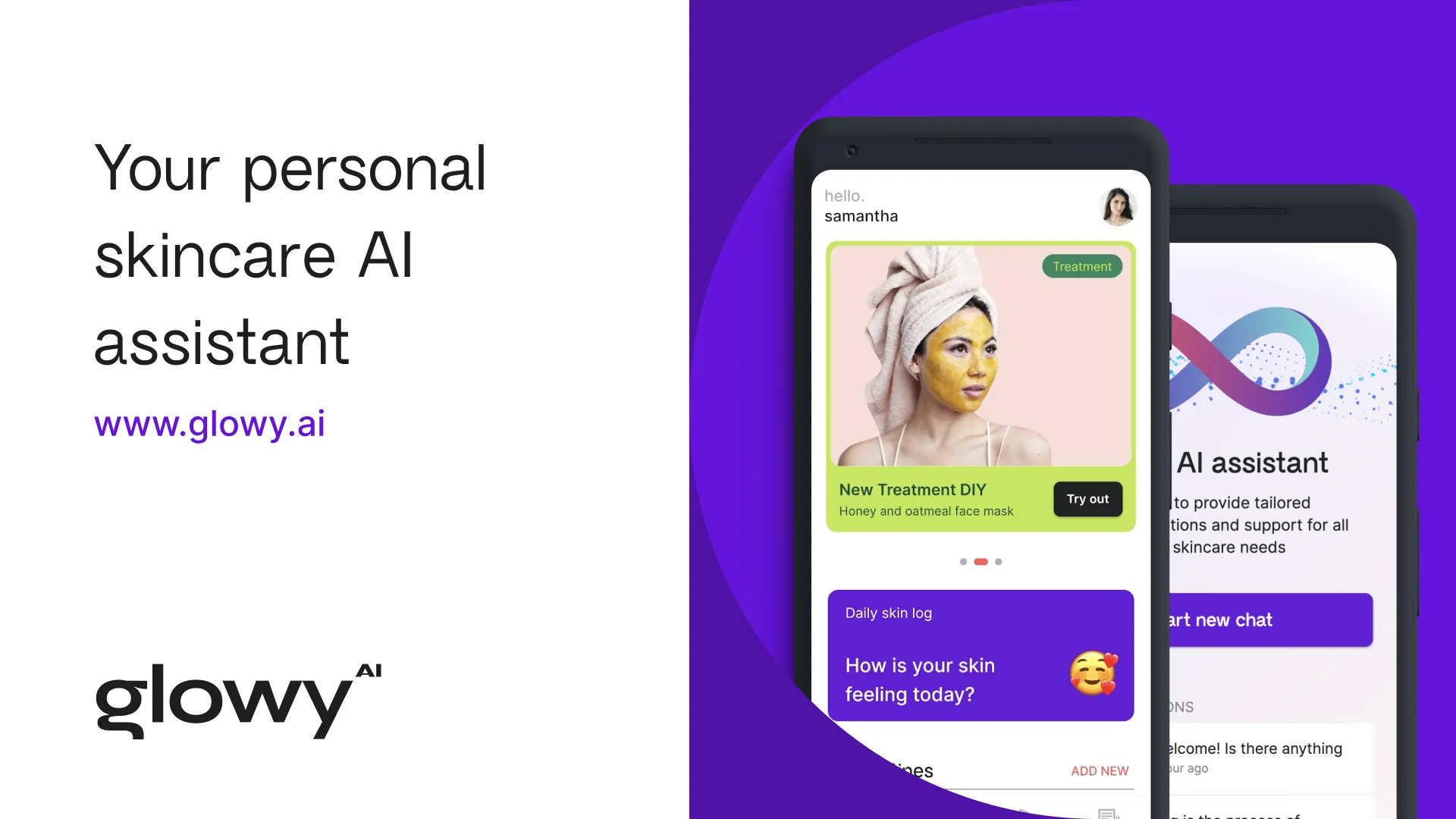 Screenshot of glowy AI website