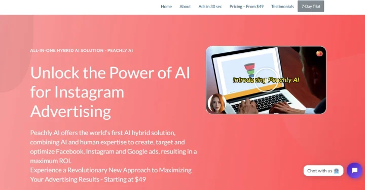 Screenshot of Peachly AI website