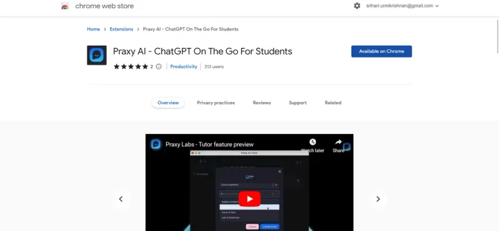 Screenshot of Praxy AI website