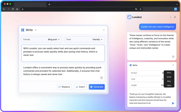 Screenshot of Lunabot website