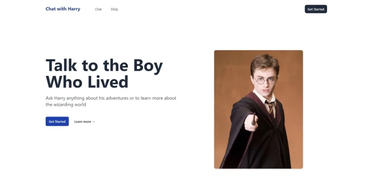 Screenshot of Chatwithfiction website