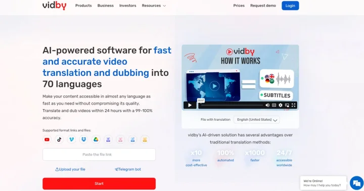 Screenshot of Vidby website