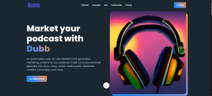 Screenshot of Dubb website