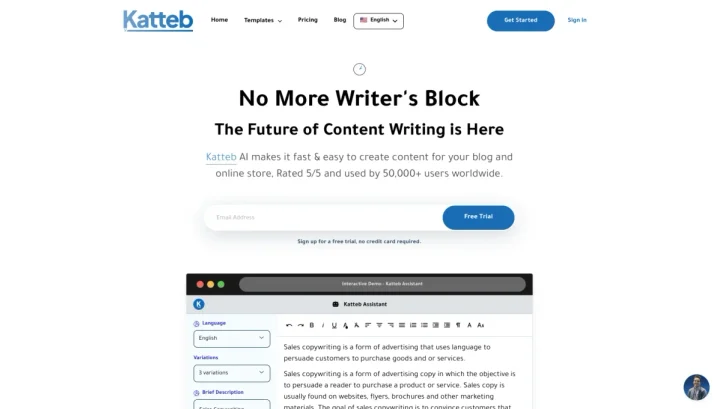 Screenshot of Katteb website