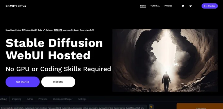 Screenshot of GRAVITI Diffus website