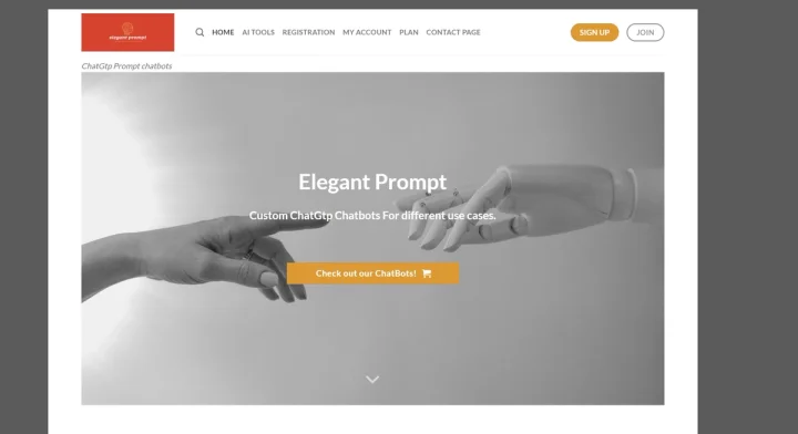 Screenshot of ElegantPrompt website