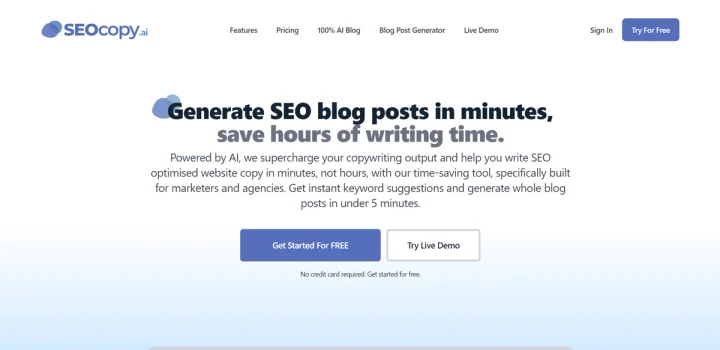 Screenshot of SEOCopy.ai website