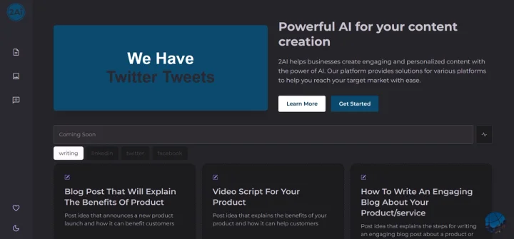 Screenshot of 2AI website