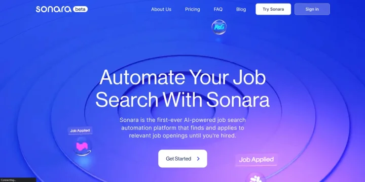 Screenshot of Sonara website