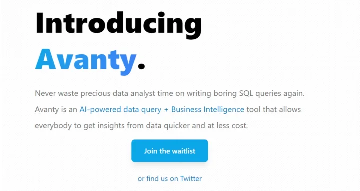 Screenshot of Avanty website