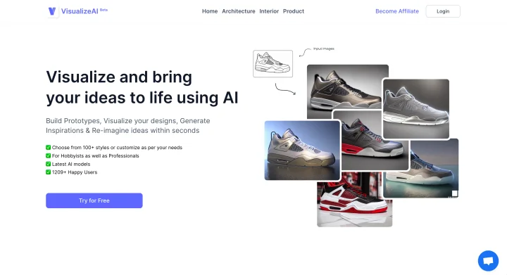 Screenshot of VisualizeAI website