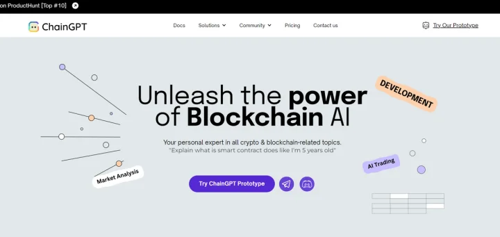 Screenshot of ChainGPT website