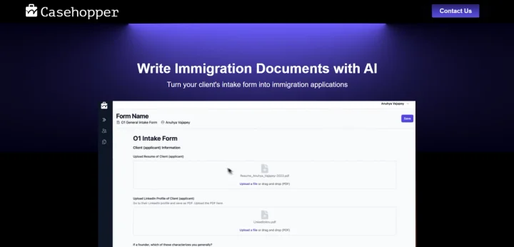 Screenshot of Casehopper website