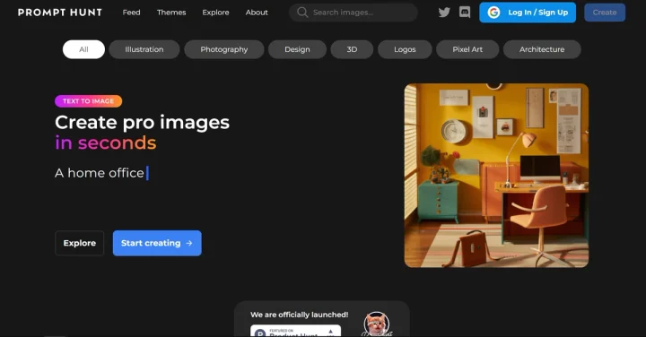 Screenshot of Prompt Hunt website