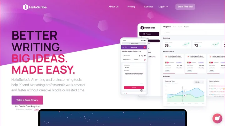 Screenshot of HelloScribe website