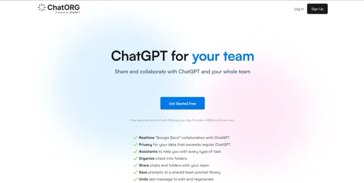 Screenshot of ChatOrg website