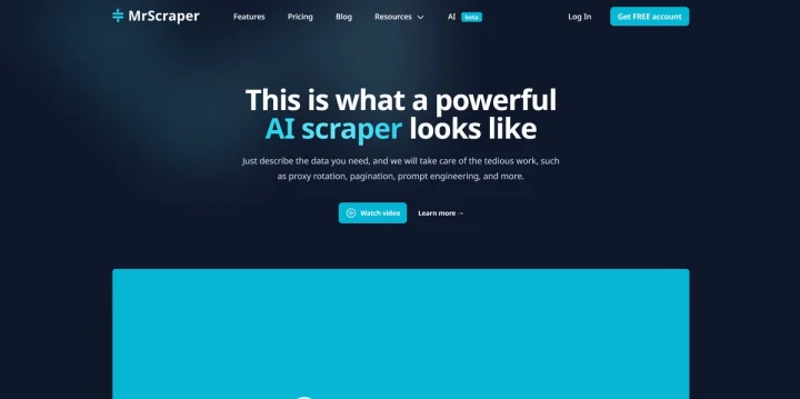 Screenshot of MrScrapper website