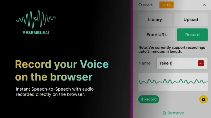 Screenshot of Resemble Clone website