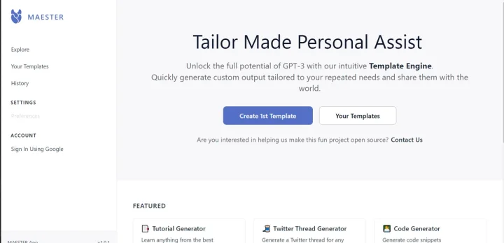 Screenshot of Maester.app website