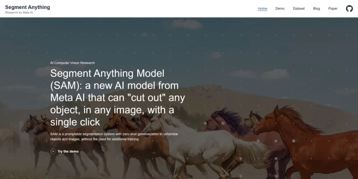 Screenshot of Segment Anything website