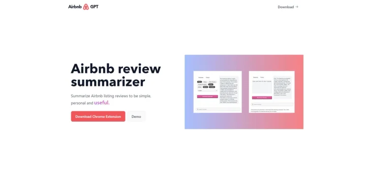 Screenshot of Airbnb Review Summarizer website
