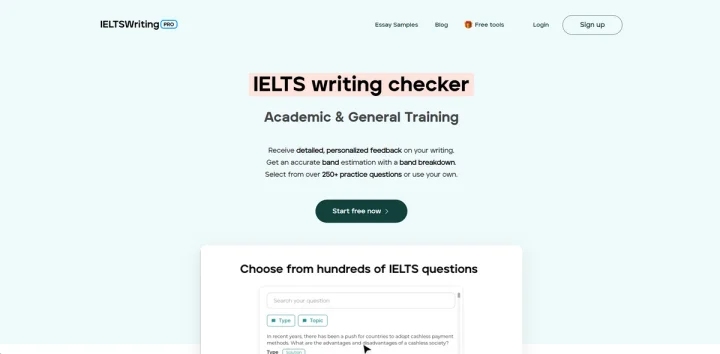 Screenshot of IELTSWritingPro website