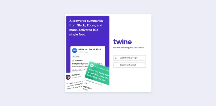 Screenshot of Twine Ambient website