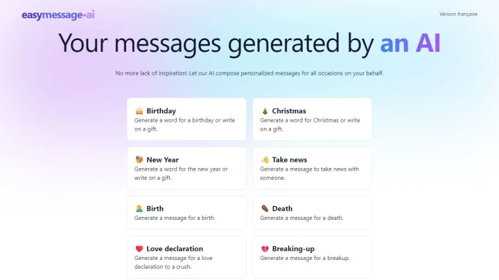 Screenshot of easymessage.ai website