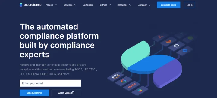 Screenshot of Secureframe website