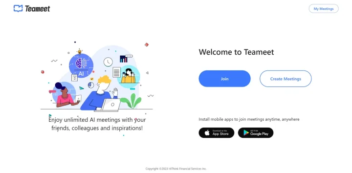 Screenshot of Teameet website