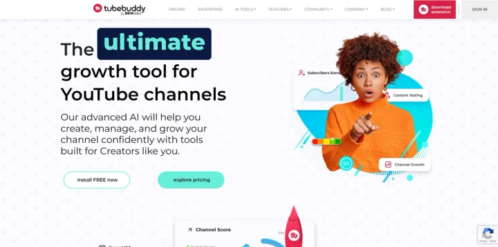 Screenshot of TubeBuddy website