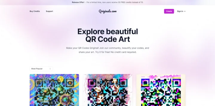 Screenshot of Qriginals website