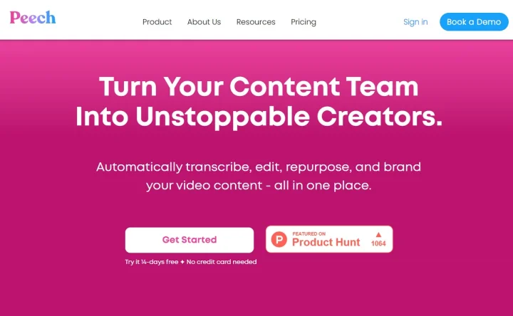 Screenshot of Peech website