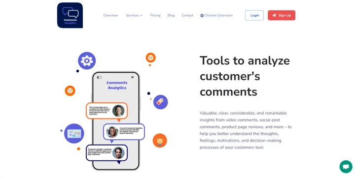 Screenshot of Extracting Comments Insights website