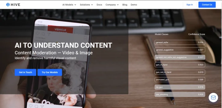 Screenshot of Hive website