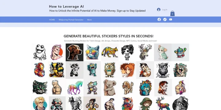 Screenshot of Sticker Prompt Generator website