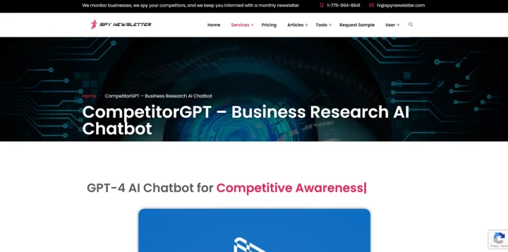 Screenshot of CompetitorGPT website