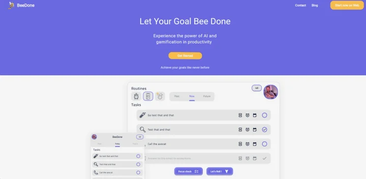 Screenshot of BeeDone website