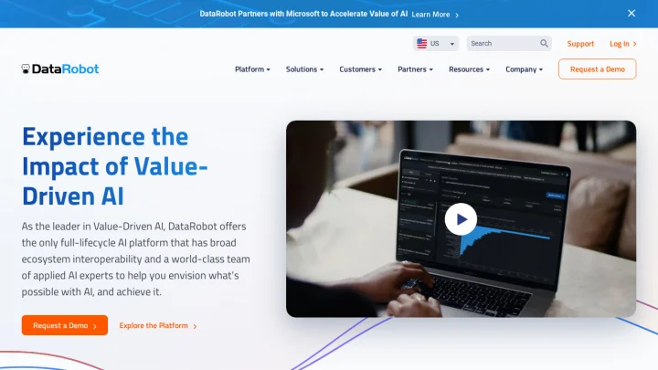 Screenshot of DataRobot website