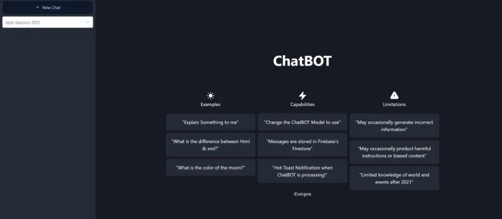 Screenshot of Ai chatbot website