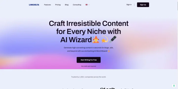 Screenshot of Linkdelta website