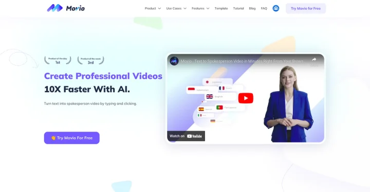 Screenshot of Movio website