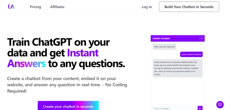 Screenshot of Instantanswers website
