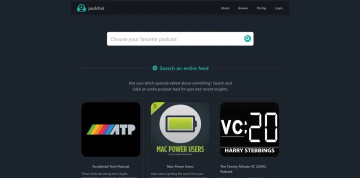 Screenshot of Podchat website