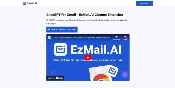 Screenshot of EzMail website