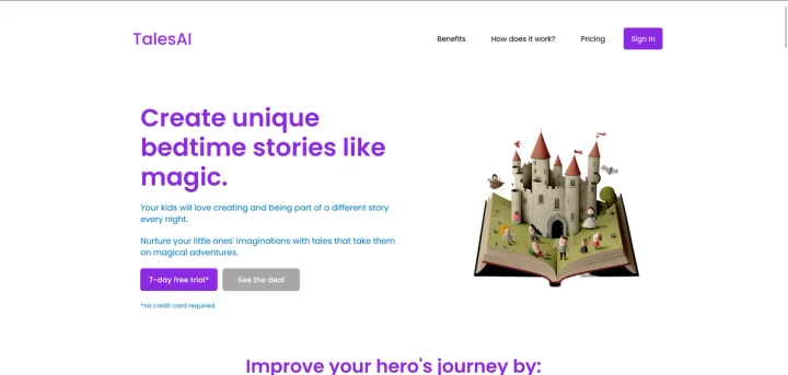 Screenshot of TalesAI website