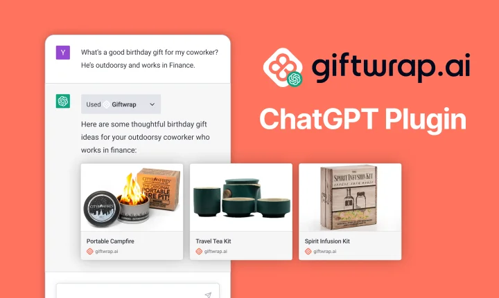 Screenshot of Giftwrap.ai ChatGPT Plugin website